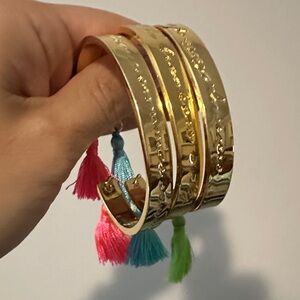 Lilly Pulitzer Gold Bracelets with Vibrant Tassels